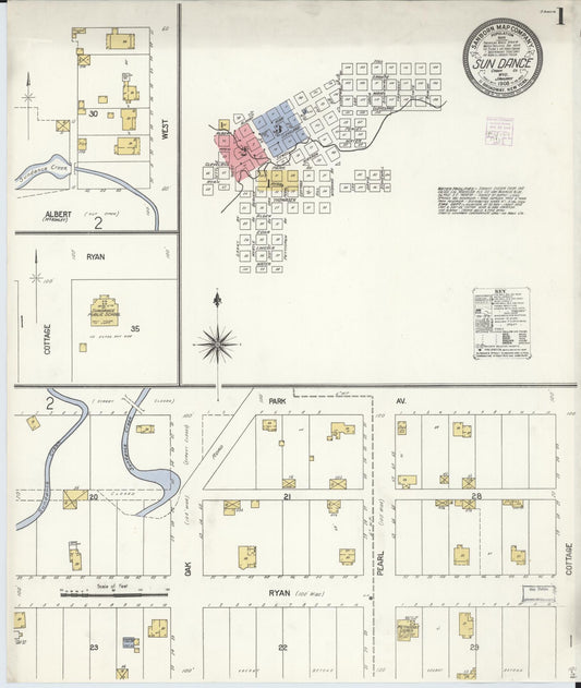 Sanborn Fire Insurance Map from Sundance, Crook County, Wyoming (1908), Sheet #0001 - Complete Map Set gallery image, historic Sanborn map, vintage wall art, Wyoming Wyoming
