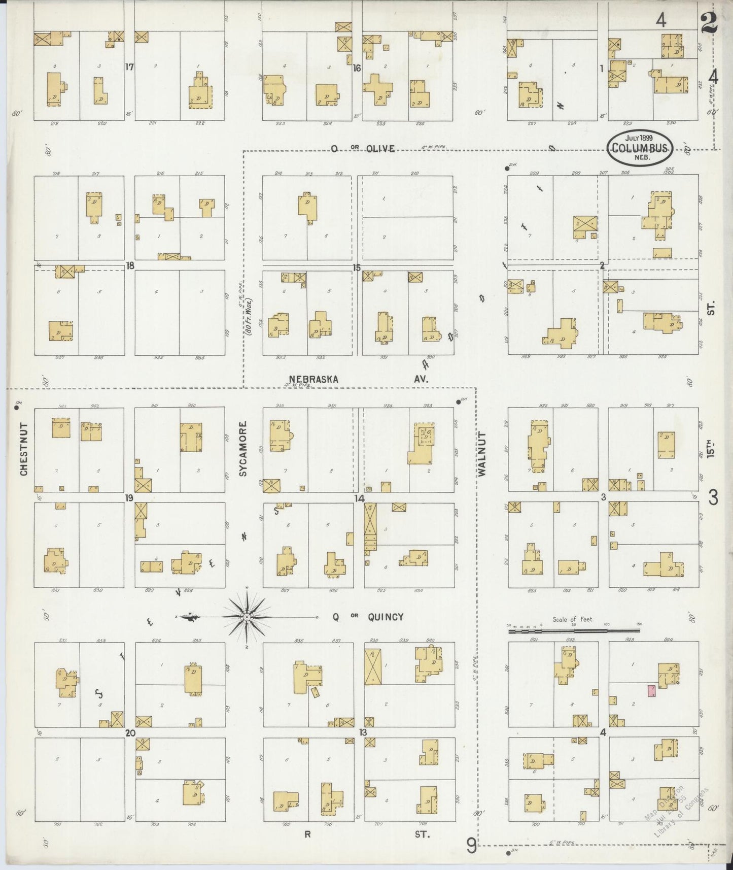 Sanborn Fire Insurance Map from Columbus, Platte County, Nebraska (1899), Sheet #0002 - Complete Map Set gallery image, historic Sanborn map, vintage wall art, Nebraska Nebraska