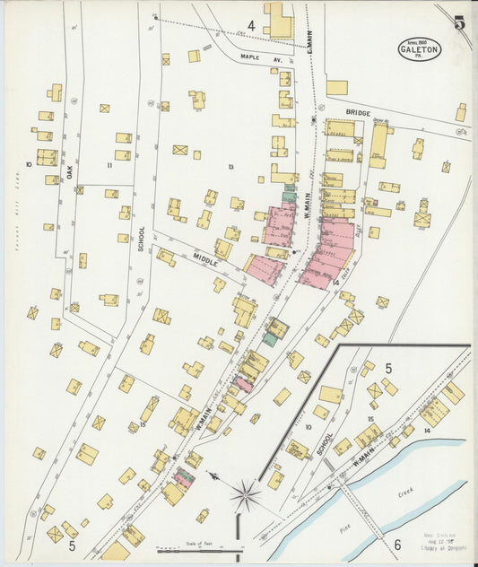 Sanborn Fire Insurance Map from Galeton, Potter County, Pennsylvania (1900), Sheet #0005 - Historic Sanborn Fire Insurance Map Print, vintage old map wall art, antique decor, genealogy gift, Pennsylvania Pennsylvania map