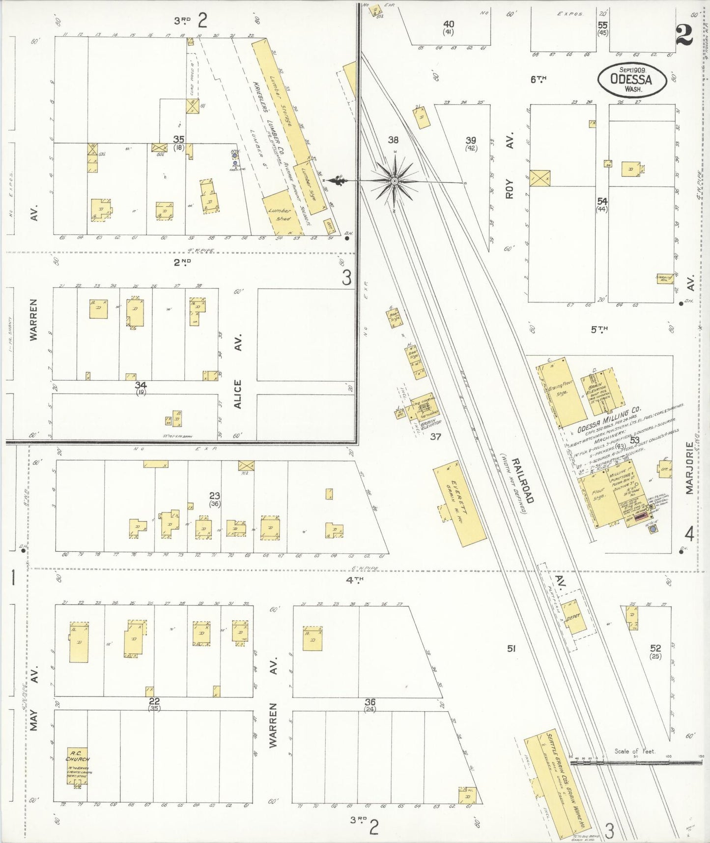 Sanborn Fire Insurance Map from Odessa, Lincoln County, Washington (1909), Sheet #0002 - Complete Map Set gallery image, historic Sanborn map, vintage wall art, Washington Washington