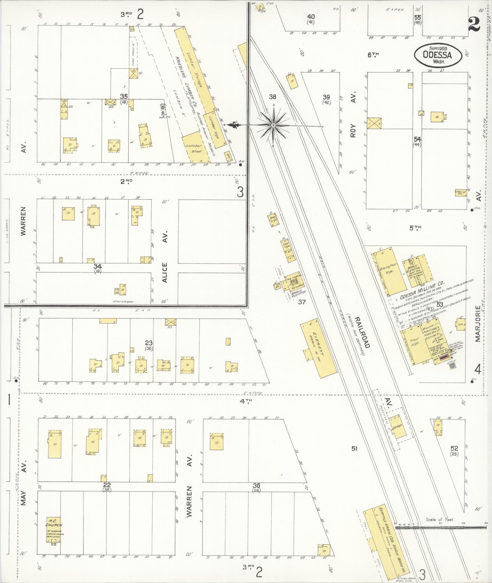 Sanborn Fire Insurance Map from Odessa, Lincoln County, Washington (1909), Sheet #0002 - Complete Map Set gallery image, historic Sanborn map, vintage wall art, Washington Washington