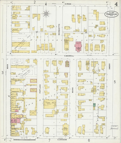 Sanborn Fire Insurance Map from Fond du Lac, Fond du Lac County, Wisconsin (1898), Sheet #0004 - Historic Sanborn Fire Insurance Map Print, vintage old map wall art, antique decor, genealogy gift, Wisconsin Wisconsin map