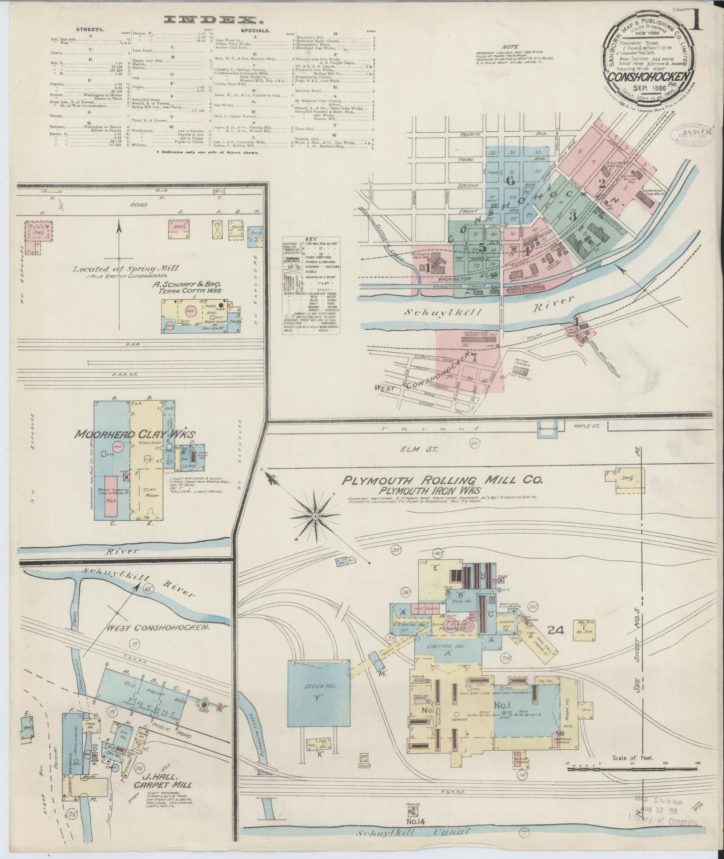 Sanborn Fire Insurance Map from Conshohocken, Montgomery County, Pennsylvania. (1886) – Historic Sanborn Fire Insurance Map Print
