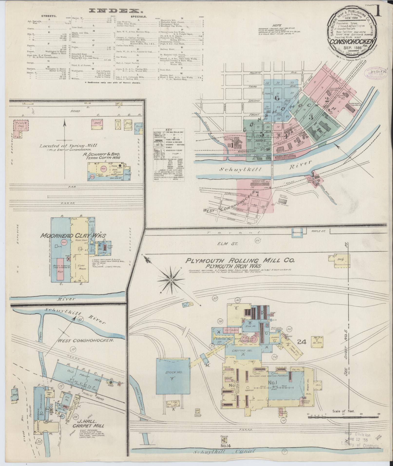 Sanborn Fire Insurance Map from Conshohocken, Montgomery County, Pennsylvania. (1886) – Historic Sanborn Fire Insurance Map Print