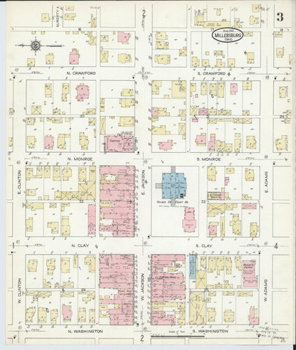 Sanborn Fire Insurance Map from Millersburg, Holmes County, Ohio (1914), Sheet #0003 - Historic Sanborn Fire Insurance Map Print, vintage old map wall art, antique decor, genealogy gift, Ohio Ohio map