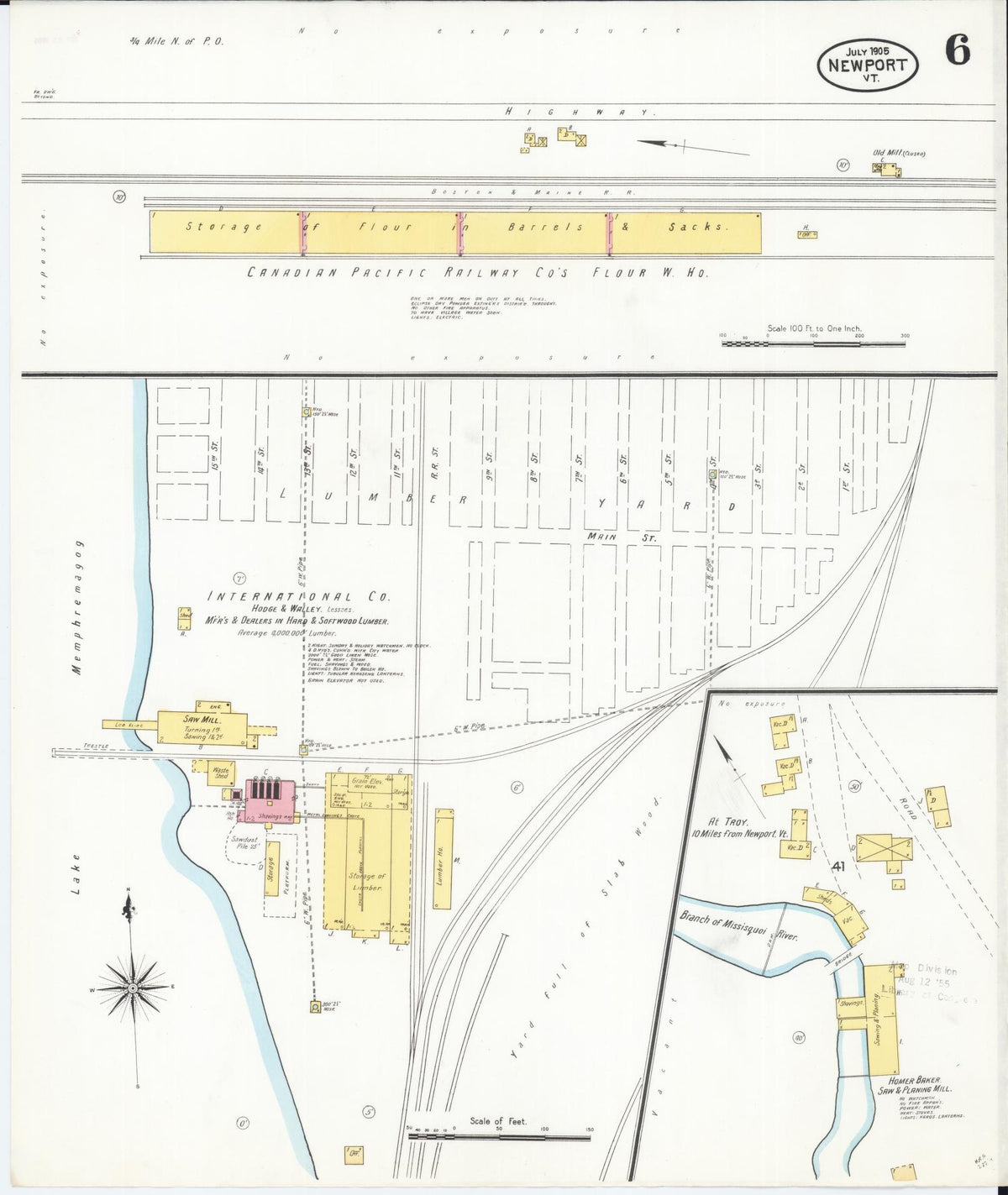 Sanborn Fire Insurance Map from Newport, Orleans County, Vermont (1905), Sheet #0006 - Complete Map Set gallery image, historic Sanborn map, vintage wall art, Vermont Vermont