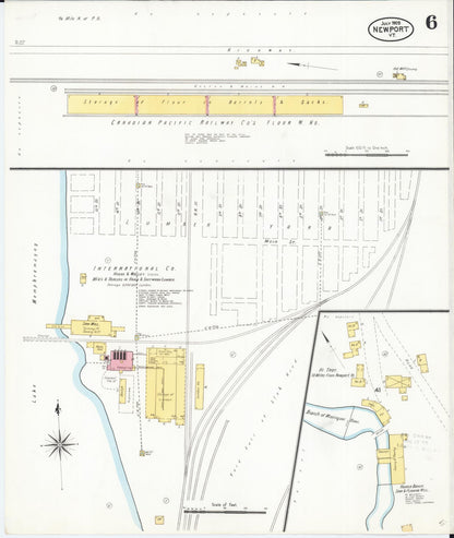 Sanborn Fire Insurance Map from Newport, Orleans County, Vermont (1905), Sheet #0006 - Complete Map Set gallery image, historic Sanborn map, vintage wall art, Vermont Vermont