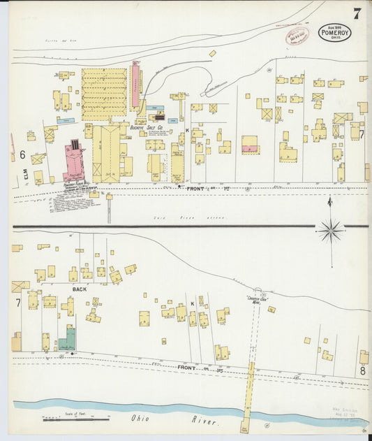 Sanborn Fire Insurance Map from Pomeroy, Meigs County, Ohio (1899), Sheet #0007 - Historic Sanborn Fire Insurance Map Print, vintage old map wall art, antique decor, genealogy gift, Ohio Ohio map