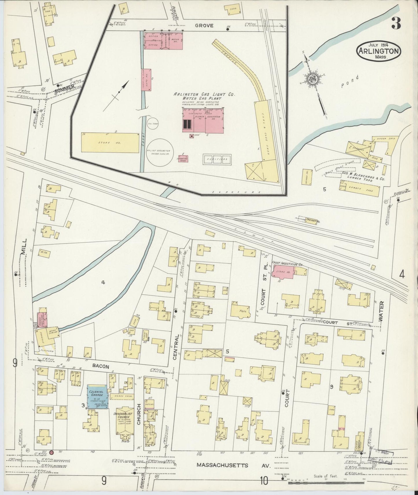 Sanborn Fire Insurance Map from Arlington, Middlesex County, Massachusetts (1914), Sheet #0003 - Complete Map Set gallery image, historic Sanborn map, vintage wall art, Massachusetts Massachusetts