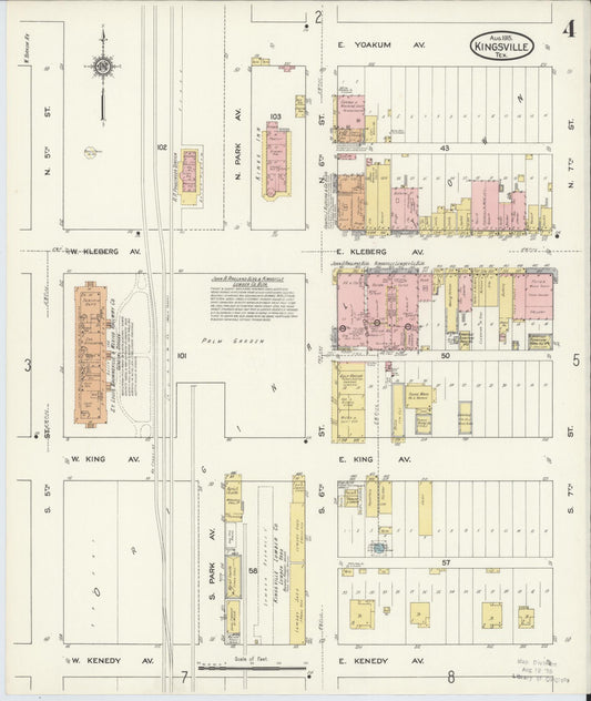 Sanborn Fire Insurance Map from Kingsville, Kleberg County, Texas (1915), Sheet #0004 - Historic Sanborn Fire Insurance Map Print, vintage old map wall art, antique decor, genealogy gift, Texas Texas map