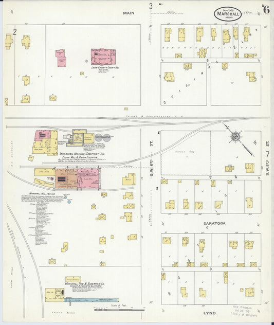 Sanborn Fire Insurance Map from Marshall, Lyon County, Minnesota (1909), Sheet #0006 - Historic Sanborn Fire Insurance Map Print, vintage old map wall art, antique decor, genealogy gift, Minnesota Minnesota map