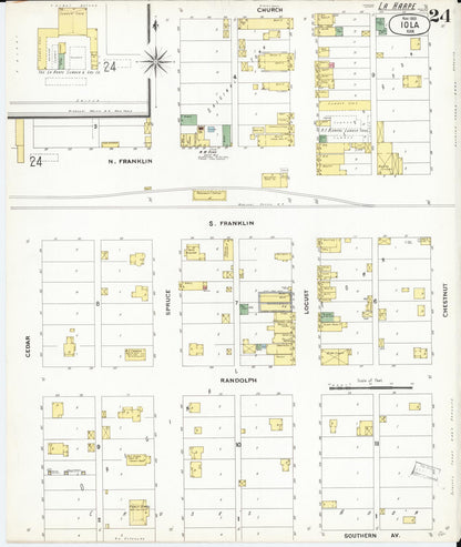 Sanborn Fire Insurance Map from Iola, Allen County, Kansas (1901), Sheet #0024 - Complete Map Set gallery image, historic Sanborn map, vintage wall art, Kansas Kansas