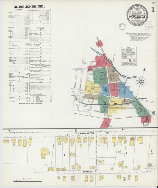 Sanborn Fire Insurance Map from Washington, Warren County, New Jersey (1902), Sheet #0001 - Historic Sanborn Fire Insurance Map Print, vintage old map wall art, antique decor, genealogy gift, New Jersey New Jersey map