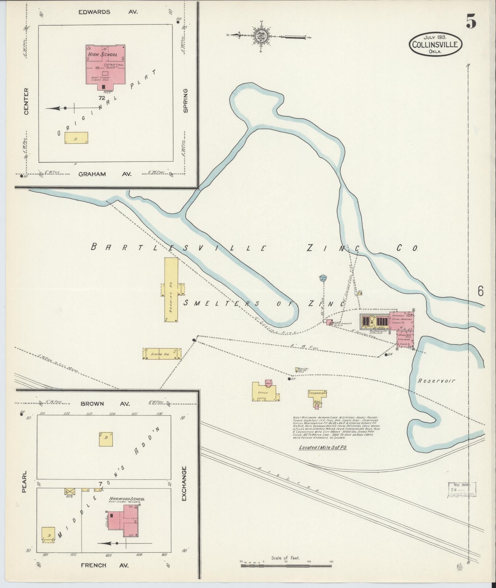 Sanborn Fire Insurance Map from Collinsville, Tulsa County, Oklahoma (1913), Sheet #0005 - Complete Map Set gallery image, historic Sanborn map, vintage wall art, Oklahoma Oklahoma