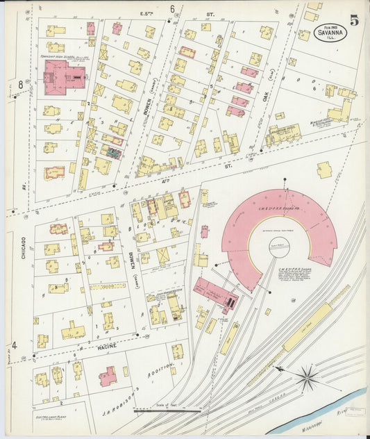Sanborn Fire Insurance Map from Savanna, Carroll County, Illinois (1903), Sheet #0005 - Historic Sanborn Fire Insurance Map Print, vintage old map wall art, antique decor, genealogy gift, Illinois Illinois map
