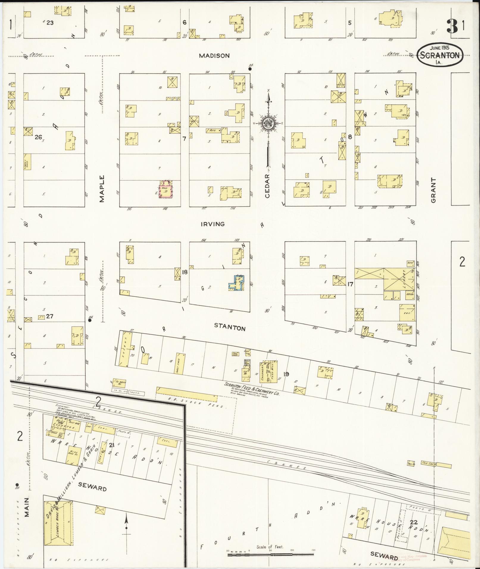 Sanborn Fire Insurance Map from Scranton, Greene County, Iowa (1915), Sheet #0003 - Historic Sanborn Fire Insurance Map Print