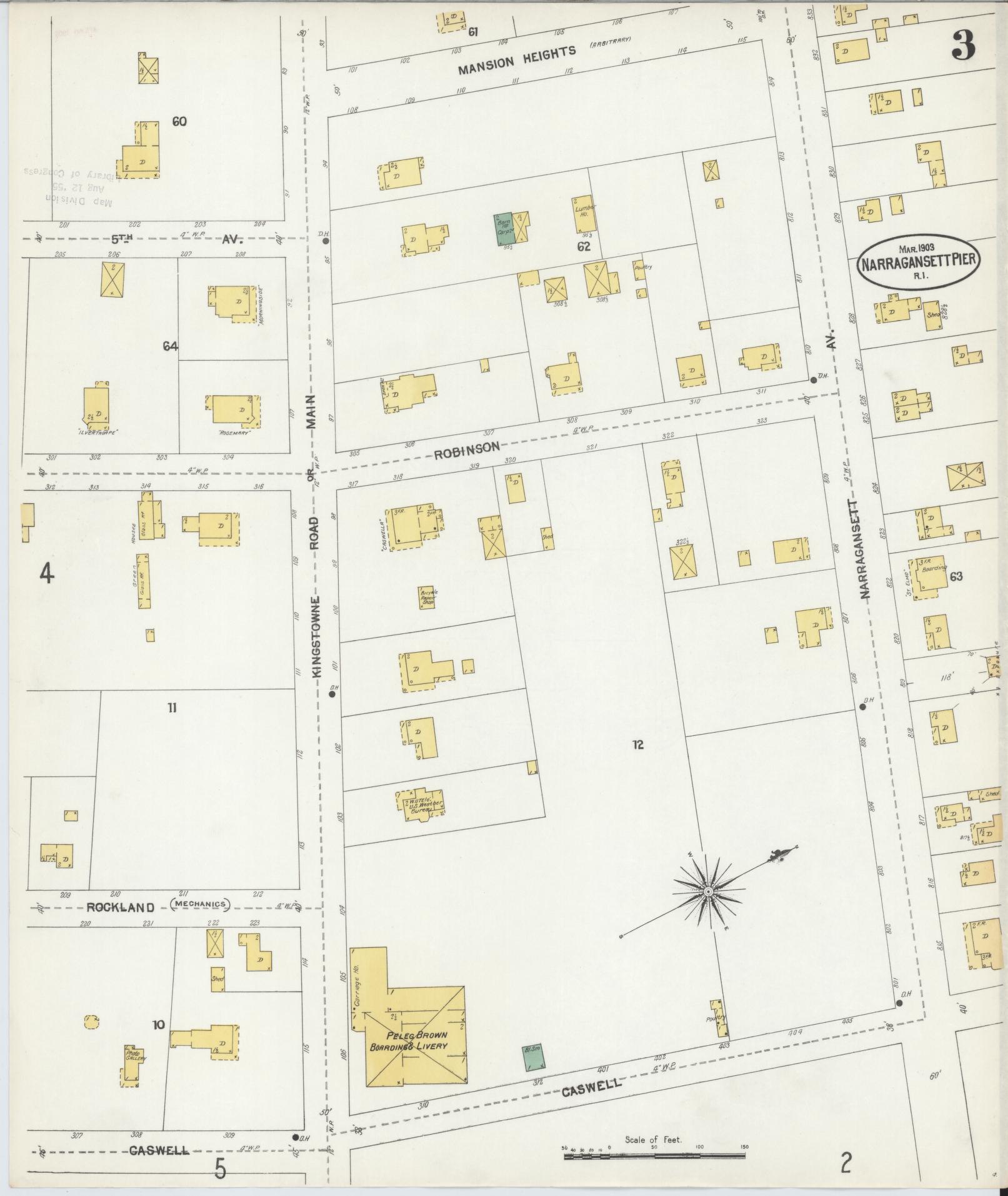 Sanborn Fire Insurance Map from Narragansett Pier, Washington County, Rhode Island (1903), Sheet #0003 - Complete Map Set gallery image, historic Sanborn map, vintage wall art, Rhode Island Rhode Island
