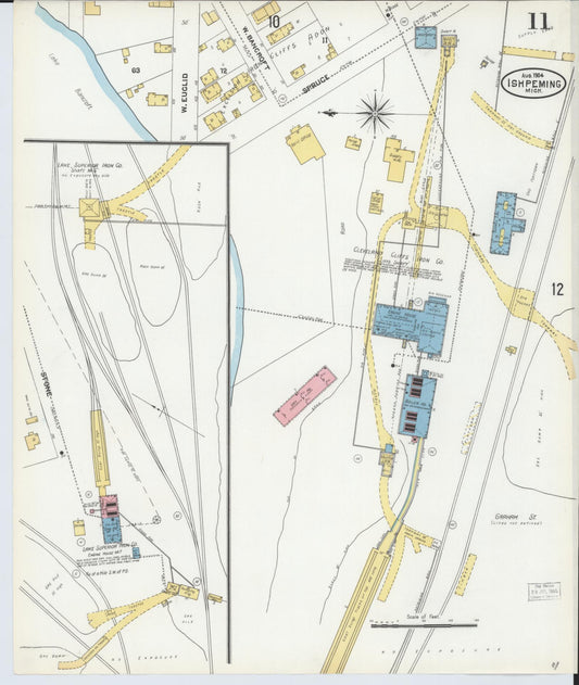 Sanborn Fire Insurance Map from Ishpeming, Marquette County, Michigan (1904), Sheet #0011 - Historic Sanborn Fire Insurance Map Print, vintage old map wall art, antique decor, genealogy gift, Michigan Michigan map