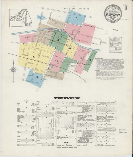 Sanborn Fire Insurance Map from Brockport, Monroe County, New York (1914), Sheet #0001 - Complete Map Set gallery image, historic Sanborn map, vintage wall art, New York New York