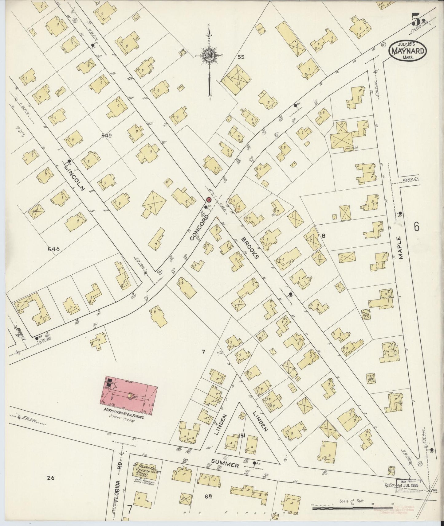 Sanborn Fire Insurance Map from Maynard, Middlesex County, Massachusetts (1915), Sheet #0005 - Complete Map Set gallery image, historic Sanborn map, vintage wall art, Massachusetts Massachusetts