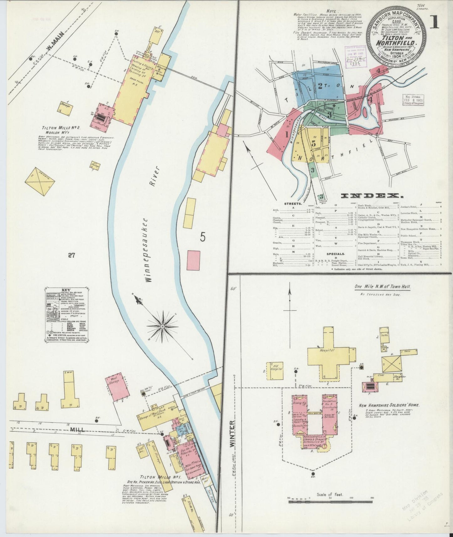 Sanborn Fire Insurance Map from Tilton, Belknap County, New Hampshire (1904), Sheet #0001 - Complete Map Set gallery image, historic Sanborn map, vintage wall art, New Hampshire New Hampshire