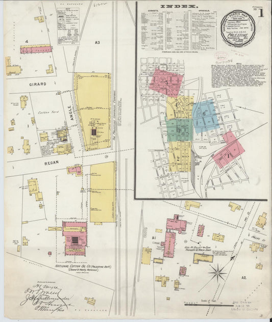 Sanborn Fire Insurance Map from Palestine, Anderson County, Texas (1896), Sheet #0001 - Historic Sanborn Fire Insurance Map Print, vintage old map wall art, antique decor, genealogy gift, Texas Texas map