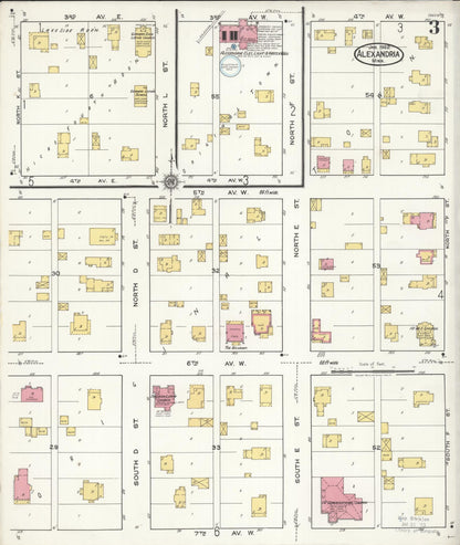 Sanborn Fire Insurance Map from Alexandria, Douglas County, Minnesota (1922), Sheet #0003 - Complete Map Set gallery image, historic Sanborn map, vintage wall art, Minnesota Minnesota