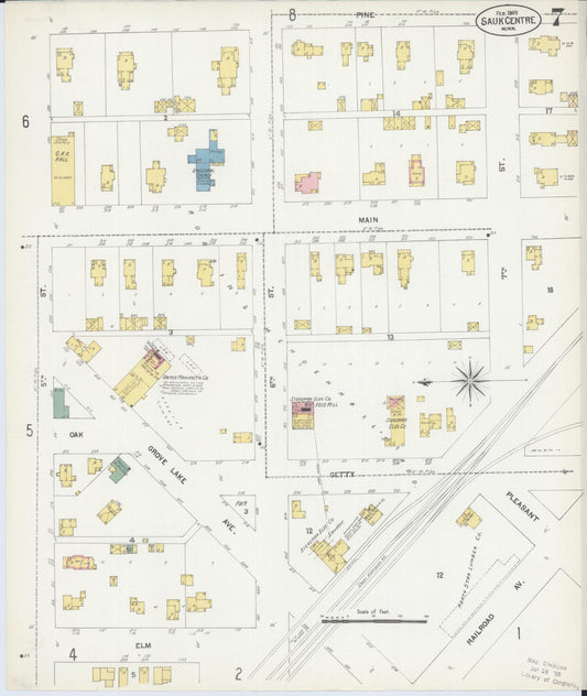 Sanborn Fire Insurance Map from Sauk Centre, Stearns County, Minnesota (1903), Sheet #0007 - Historic Sanborn Fire Insurance Map Print, vintage old map wall art, antique decor, genealogy gift, Minnesota Minnesota map
