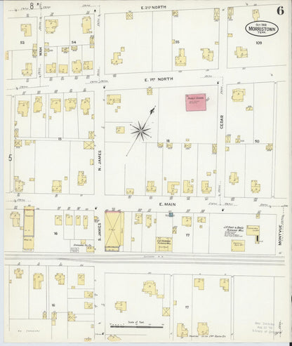 Sanborn Fire Insurance Map from Morristown, Hamblen County, Tennessee (1908), Sheet #0006 - Complete Map Set gallery image, historic Sanborn map, vintage wall art, Tennessee Tennessee