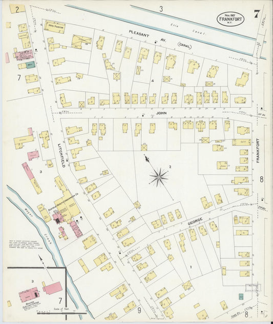 Sanborn Fire Insurance Map from Frankfort, Herkimer County, New York (1907), Sheet #0007 - Historic Sanborn Fire Insurance Map Print, vintage old map wall art, antique decor, genealogy gift, New York New York map