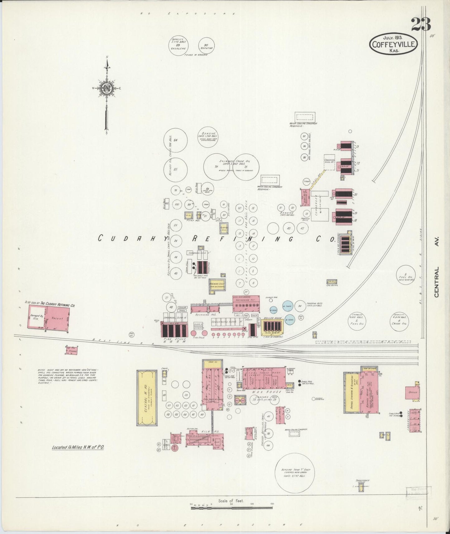 Sanborn Fire Insurance Map from Coffeyville, Montgomery County, Kansas (1913), Sheet #0023 - Complete Map Set gallery image, historic Sanborn map, vintage wall art, Kansas Kansas