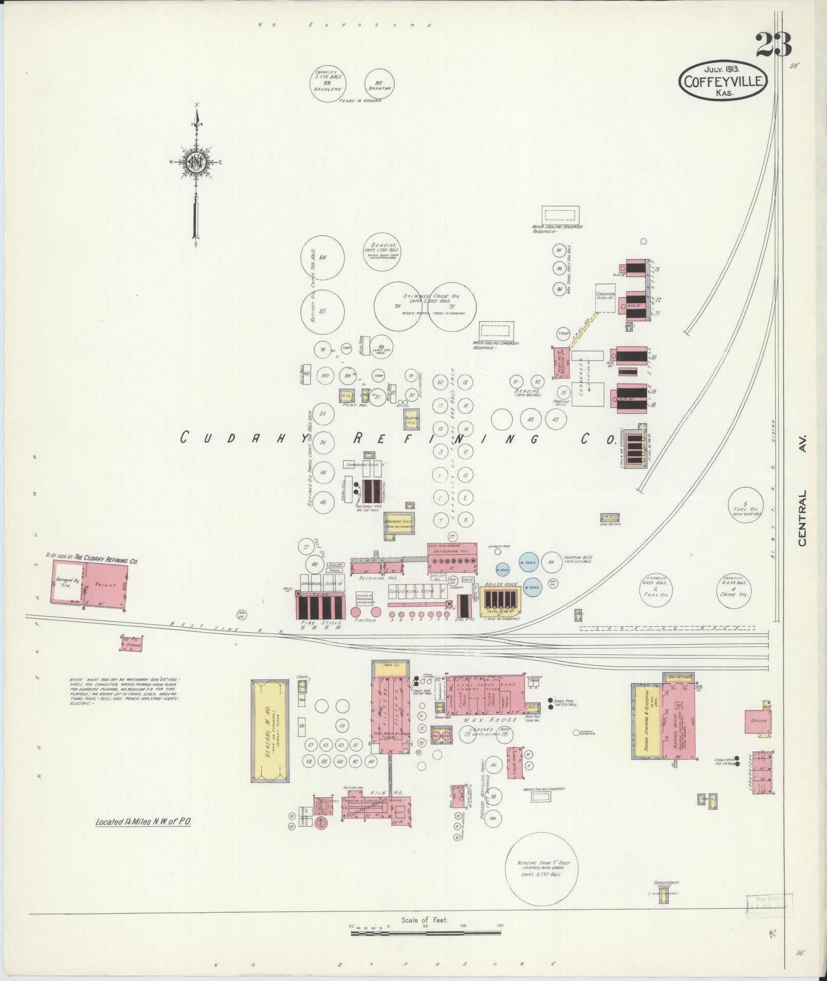 Sanborn Fire Insurance Map from Coffeyville, Montgomery County, Kansas (1913), Sheet #0023 - Complete Map Set gallery image, historic Sanborn map, vintage wall art, Kansas Kansas