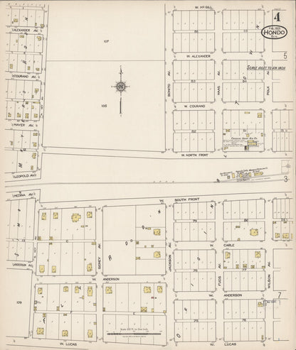 Sanborn Fire Insurance Map from Hondo, Medina County, Texas (1922), Sheet #0004 - Complete Map Set gallery image, historic Sanborn map, vintage wall art, Texas Texas