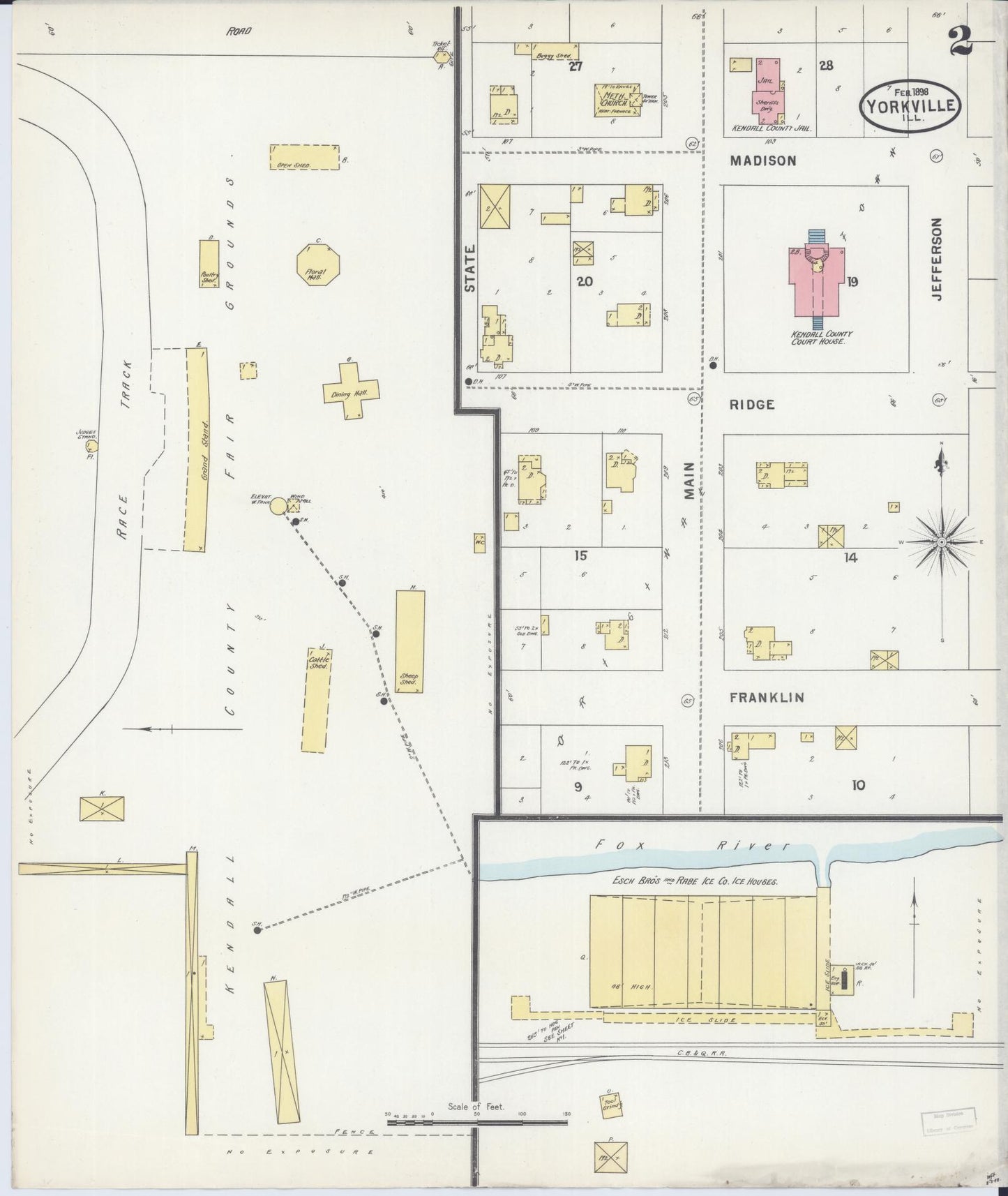 Sanborn Fire Insurance Map from Yorkville, Kendall County, Illinois (1898), Sheet #0002 - Complete Map Set gallery image, historic Sanborn map, vintage wall art, Illinois Illinois