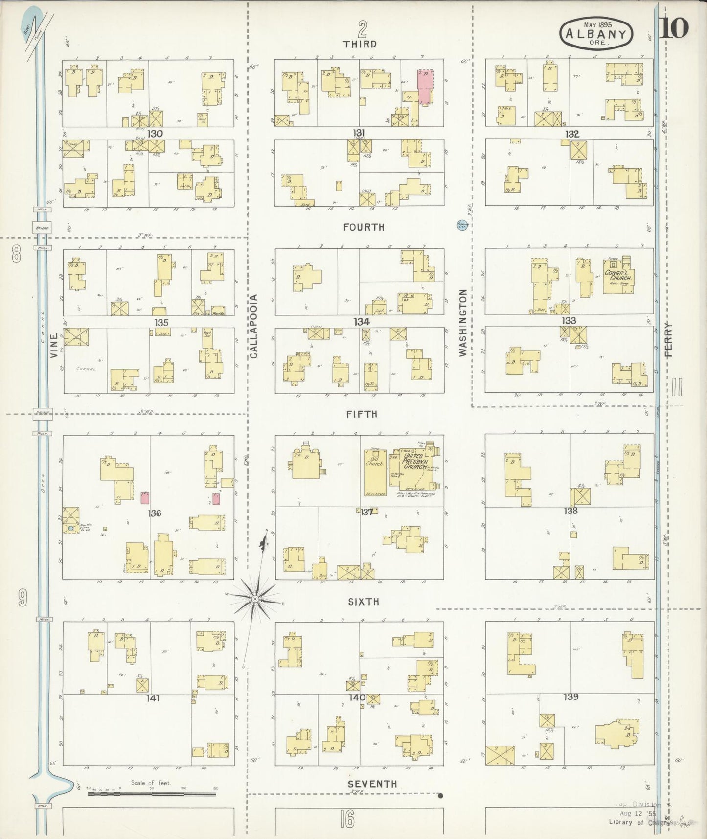 Sanborn Fire Insurance Map from Albany, Linn County, Oregon (1895), Sheet #0010 - Historic Sanborn Fire Insurance Map Print, vintage old map wall art, antique decor, genealogy gift, Oregon Oregon map