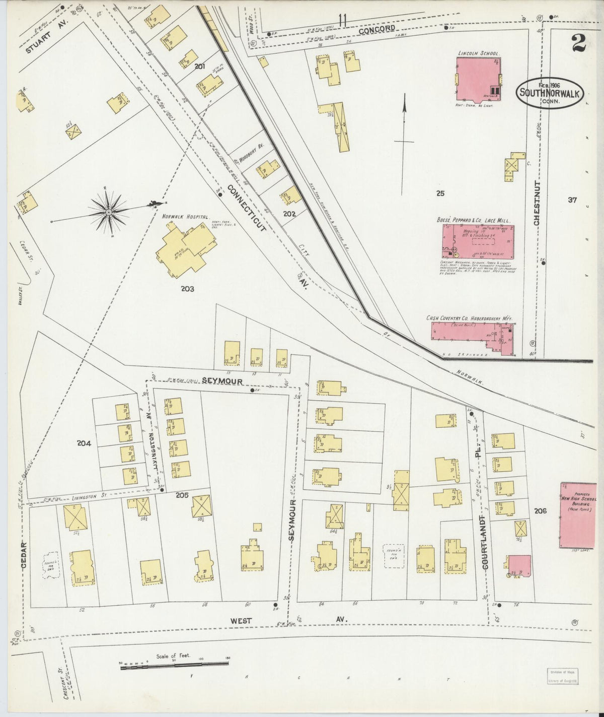 Sanborn Fire Insurance Map from South Norwalk, Fairfield County, Connecticut (1906), Sheet #0002 - Complete Map Set gallery image, historic Sanborn map, vintage wall art, Connecticut Connecticut