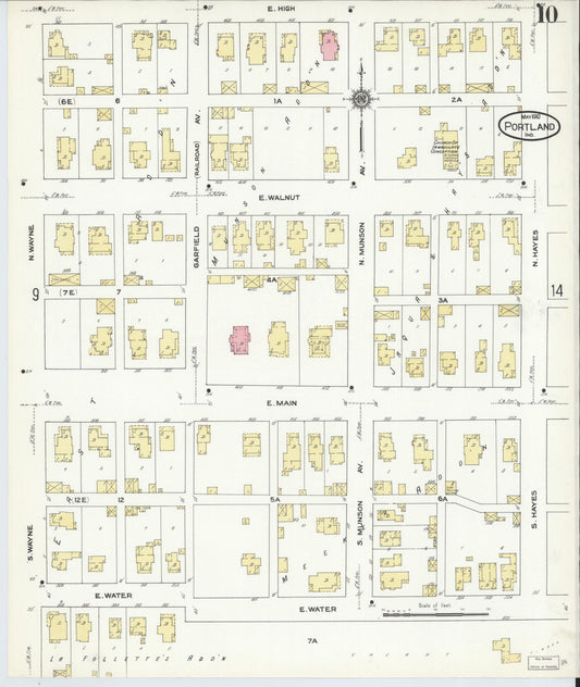 Sanborn Fire Insurance Map from Portland, Jay County, Indiana (1910), Sheet #0010 - Historic Sanborn Fire Insurance Map Print, vintage old map wall art, antique decor, genealogy gift, Indiana Indiana map