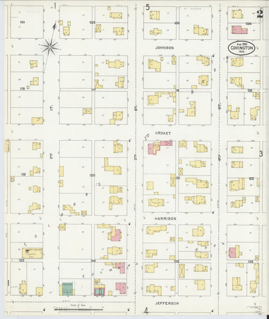 Sanborn Fire Insurance Map from Covington, Fountain County, Indiana (1905), Sheet #0002 - Historic Sanborn Fire Insurance Map Print, vintage old map wall art, antique decor, genealogy gift, Indiana Indiana map