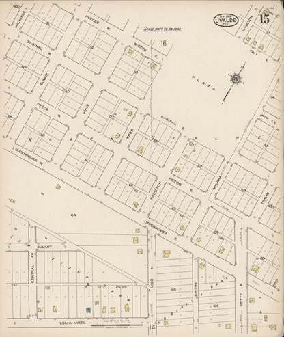 Sanborn Fire Insurance Map from Uvalde, Uvalde County, Texas (1922), Sheet #0015 - Complete Map Set gallery image, historic Sanborn map, vintage wall art, Texas Texas