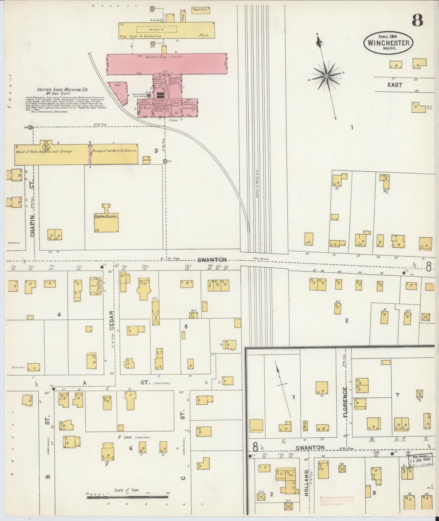 Sanborn Fire Insurance Map from Winchester, Middlesex County, Massachusetts (1904), Sheet #0008 - Complete Map Set gallery image, historic Sanborn map, vintage wall art, Massachusetts Massachusetts