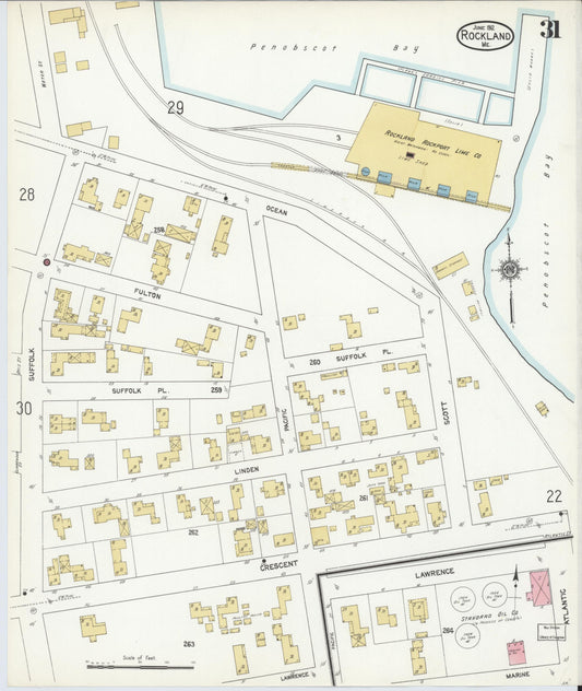 Sanborn Fire Insurance Map from Rockland, Knox County, Maine (1912), Sheet #0031 - Historic Sanborn Fire Insurance Map Print, vintage old map wall art, antique decor, genealogy gift, Maine Maine map