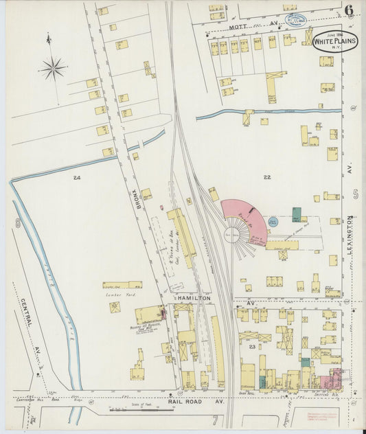 Sanborn Fire Insurance Map from White Plains, Westchester County, New York (1894), Sheet #0006 - Historic Sanborn Fire Insurance Map Print, vintage old map wall art, antique decor, genealogy gift, New York New York map