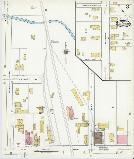 Sanborn Fire Insurance Map from East Aurora, Erie County, New York (1920), Sheet #0003 - Historic Sanborn Fire Insurance Map Print, vintage old map wall art, antique decor, genealogy gift, New York New York map