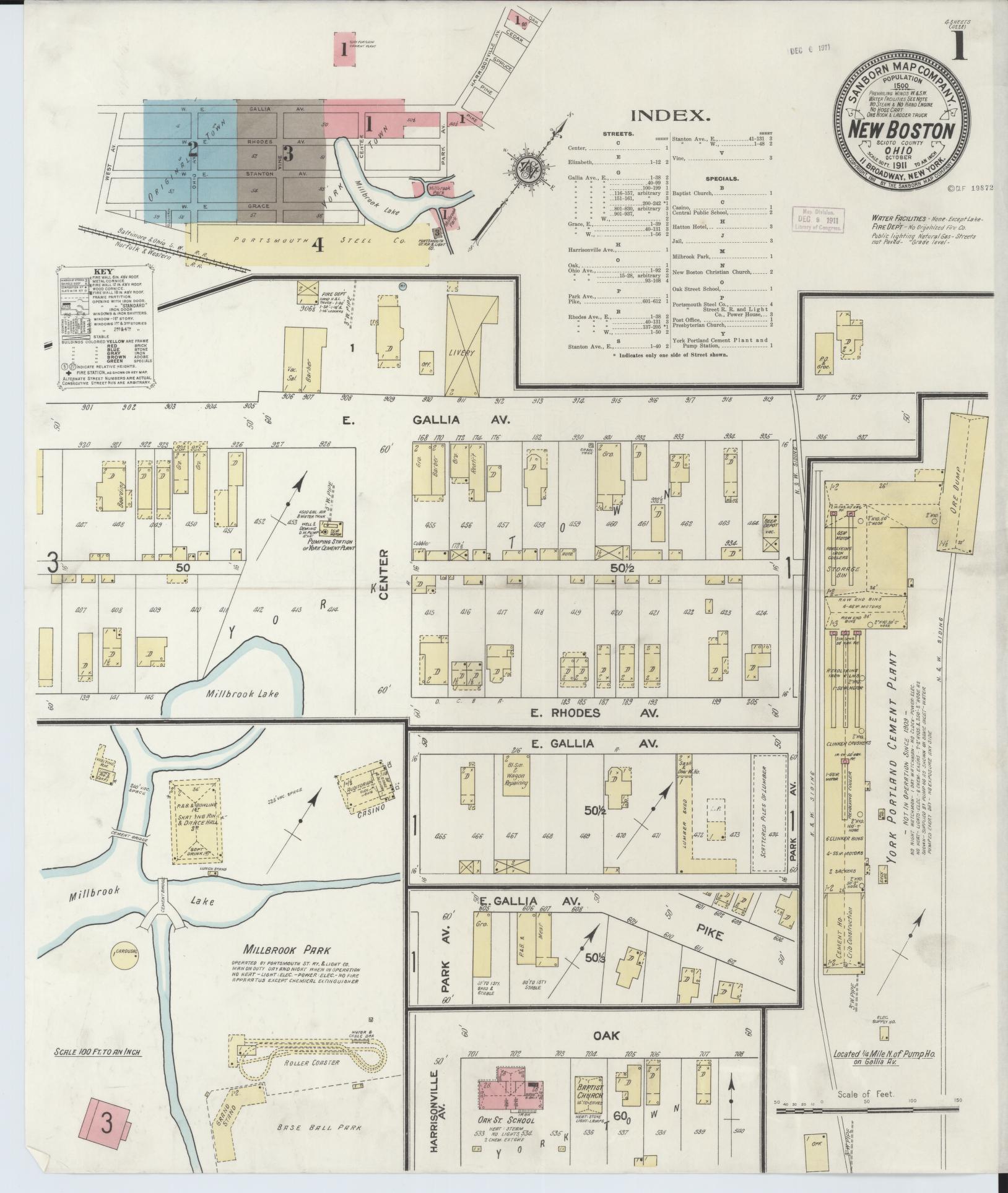 Sanborn Fire Insurance Map from New Boston, Scioto County, Ohio (1911), Sheet #0001 - Complete Map Set gallery image, historic Sanborn map, vintage wall art, Ohio Ohio