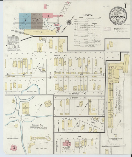 Sanborn Fire Insurance Map from New Boston, Scioto County, Ohio (1911), Sheet #0001 - Complete Map Set gallery image, historic Sanborn map, vintage wall art, Ohio Ohio