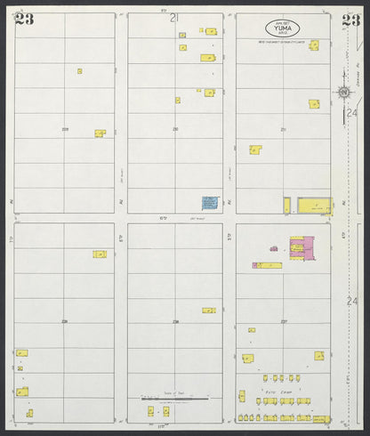 Sanborn Fire Insurance Map from Yuma, Yuma County, Arizona (1927), Sheet #0023 - Complete Map Set gallery image, historic Sanborn map, vintage wall art, Arizona Arizona