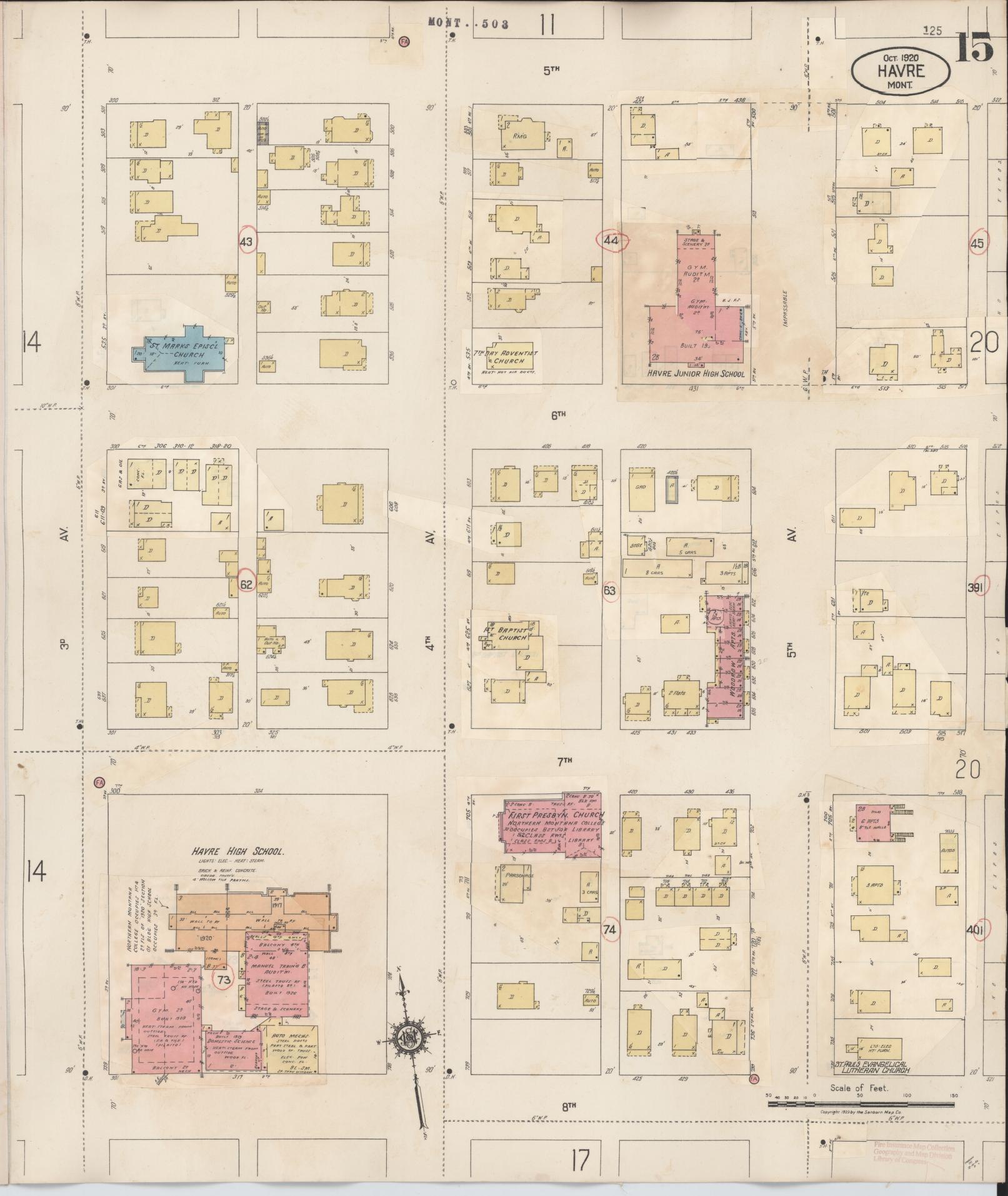 Sanborn Fire Insurance Map from Havre, Hill County, Montana (1943), Sheet #0015 - Complete Map Set gallery image, historic Sanborn map, vintage wall art, Montana Montana