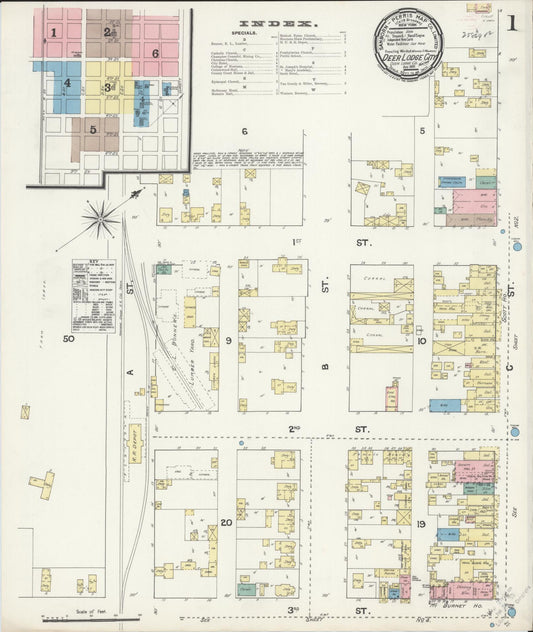 Sanborn Fire Insurance Map from Deer Lodge, Powell County, Montana (1890), Sheet #0001 - Historic Sanborn Fire Insurance Map Print, vintage old map wall art, antique decor, genealogy gift, Montana Montana map