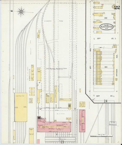 Sanborn Fire Insurance Map from Huntington, Cabell County, West Virginia (1904), Sheet #0022 - Complete Map Set gallery image, historic Sanborn map, vintage wall art, West Virginia West Virginia