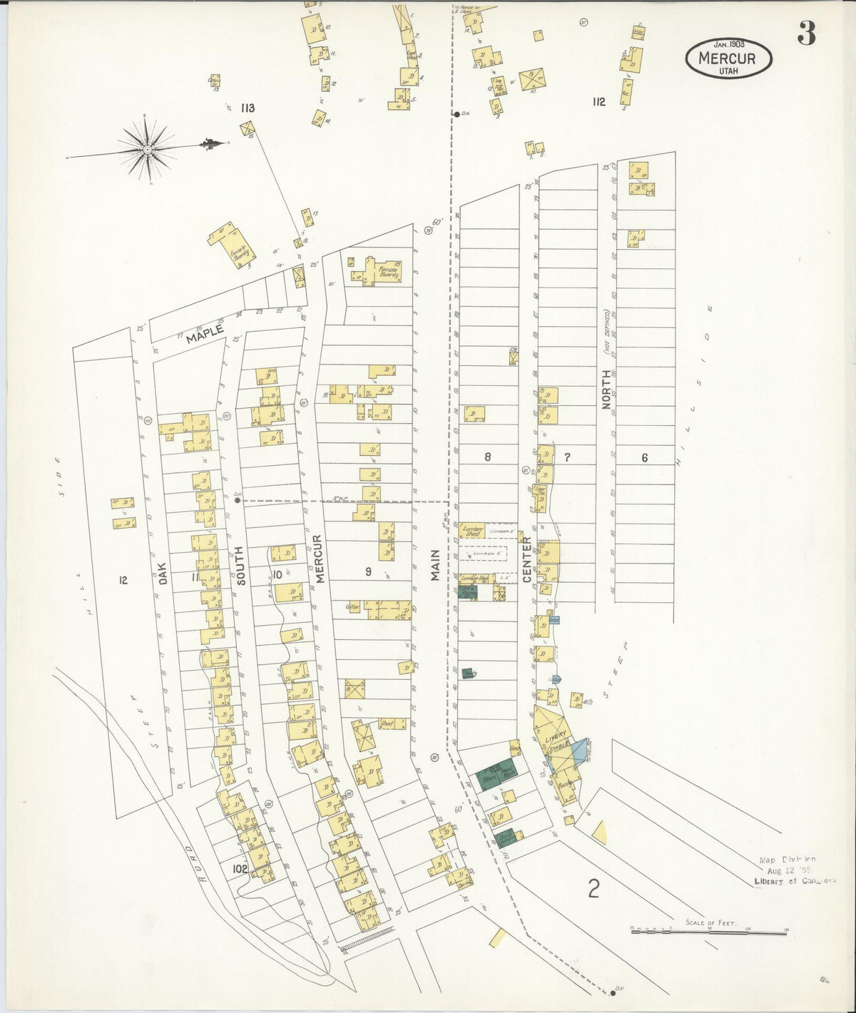 Sanborn Fire Insurance Map from Mercur, Toele County, Utah (1903), Sheet #0003 - Complete Map Set gallery image, historic Sanborn map, vintage wall art, Utah Utah